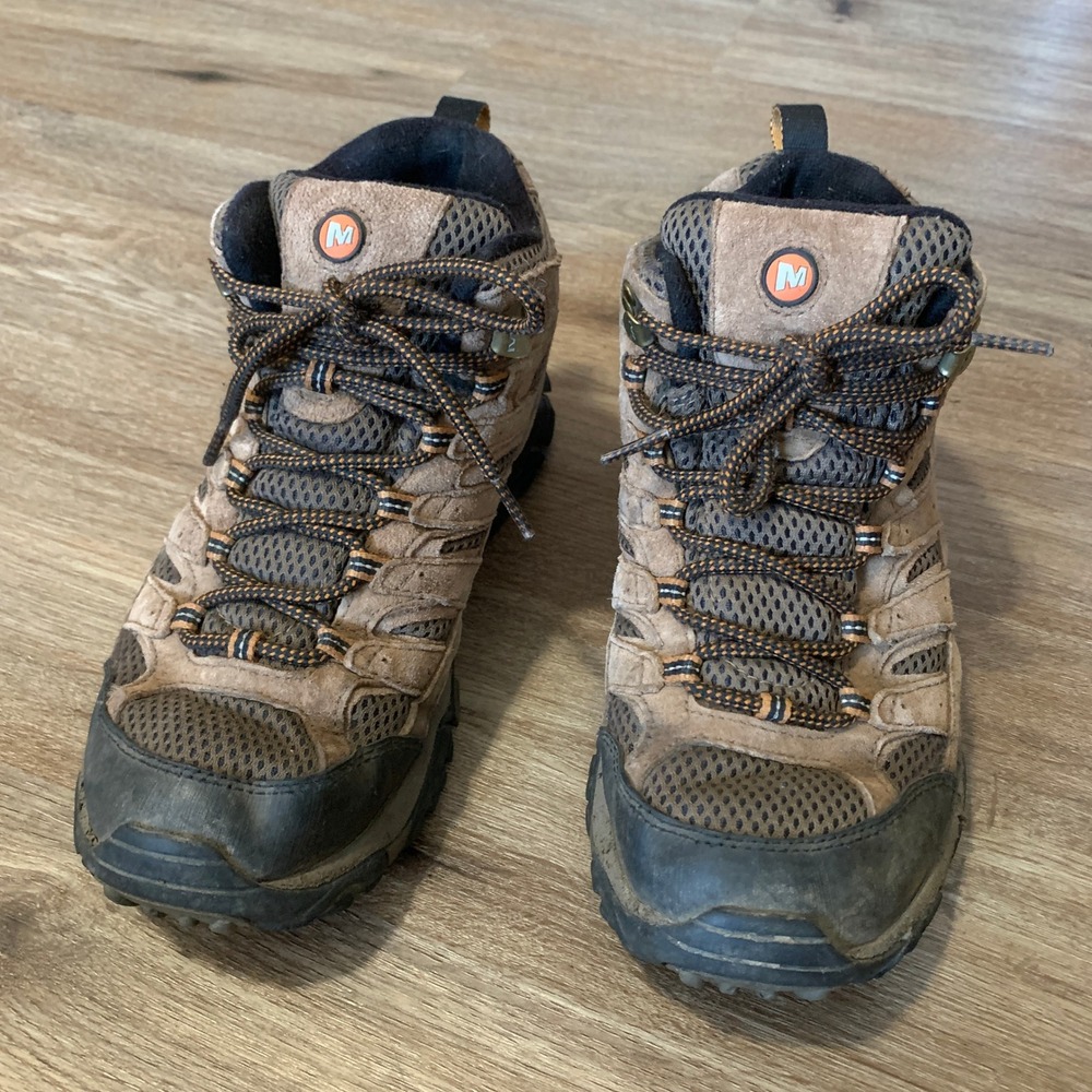 Merrell Moab 2 Mid Waterproof Hiking Boots Mens 7 Brown Suede Vibram J06051